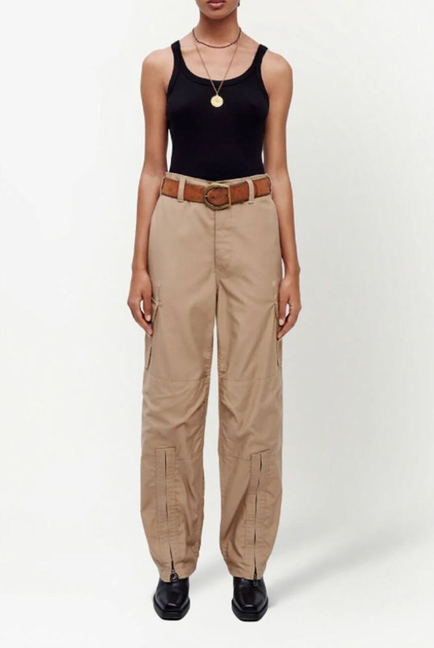 RE/DONE Women's Upcycled Cargo Trousers Small Khaki High Rise Straight Leg NWT